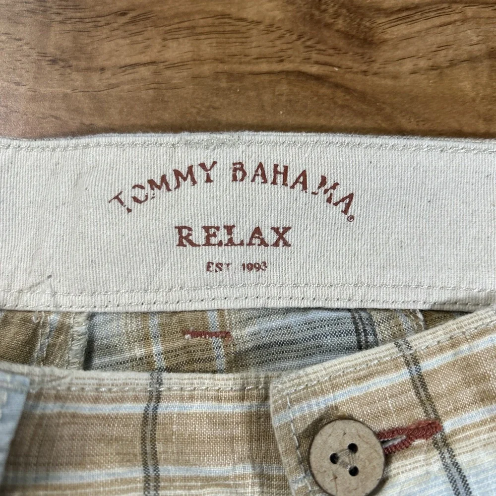 Tommy Bahama Relax Shorts Men's 28 Plaid 100% Linen Breathable Summer Resort